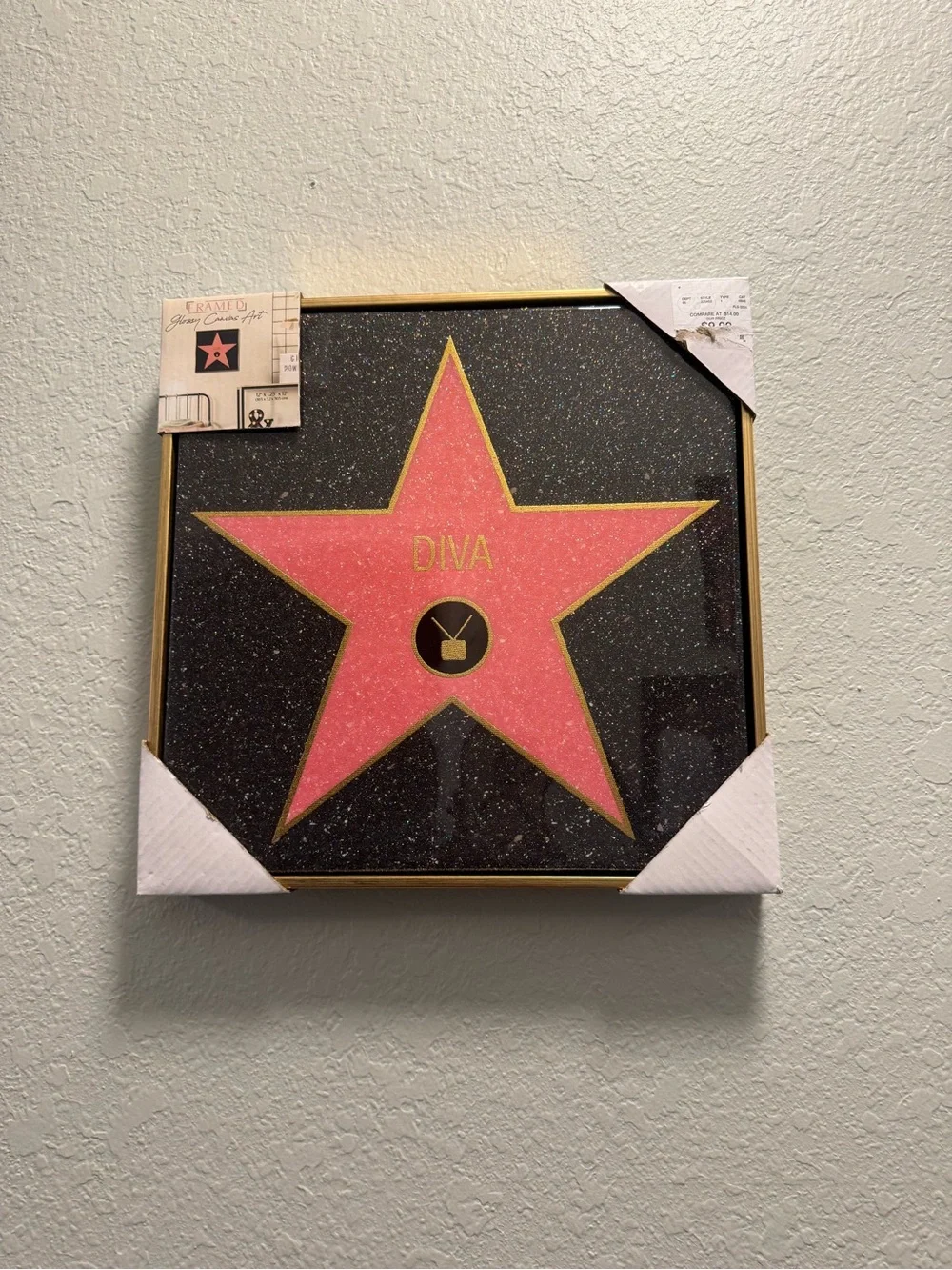 Framed VIP Star Wall Art - Pink and Gold